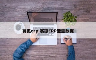 赛狐erp 赛狐ERP泄露数据