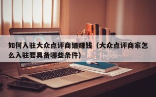 如何入驻大众点评商铺赚钱（大众点评商家怎么入驻要具备哪些条件）