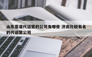 山东靠谱代运营的公司有哪些 济南比较有名的代运营公司