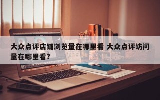 大众点评店铺浏览量在哪里看 大众点评访问量在哪里看?