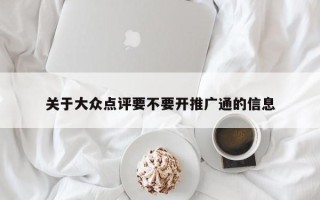 关于大众点评要不要开推广通的信息